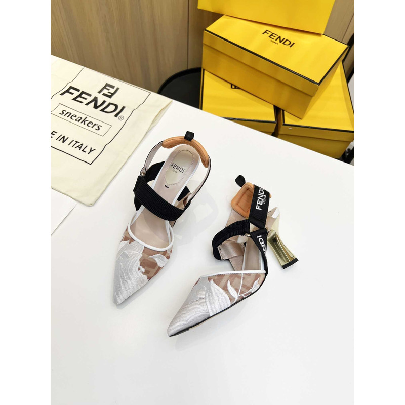 F**di new colibrì pink mesh high-heeled slingbacks