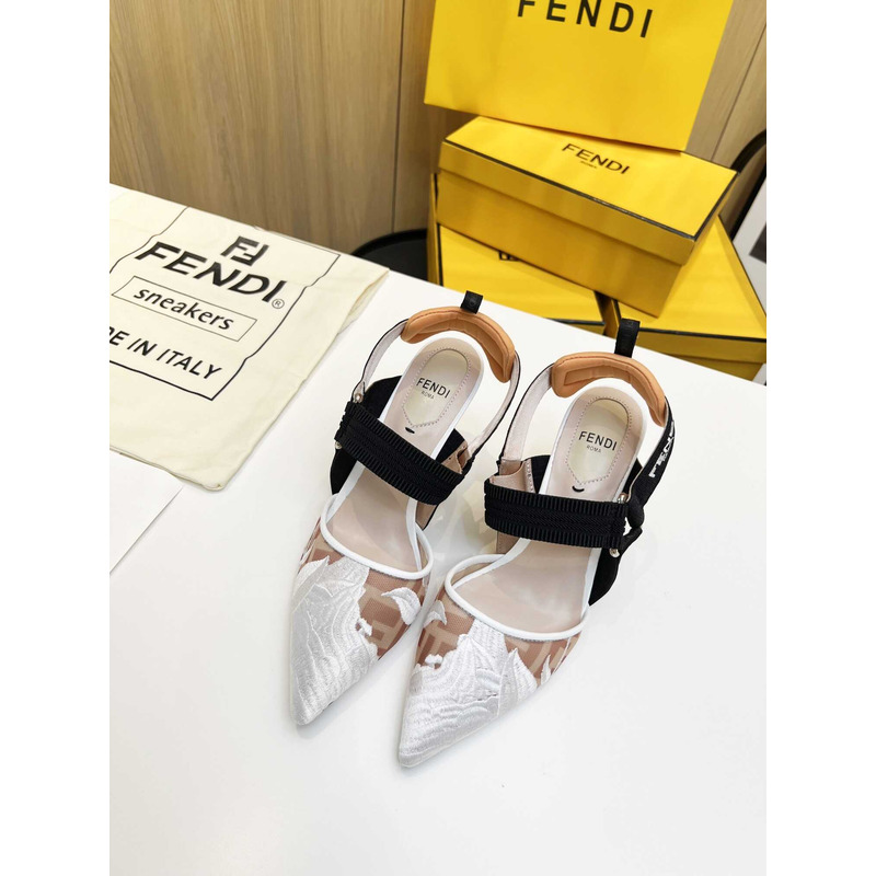 F**di new colibrì pink mesh high-heeled slingbacks