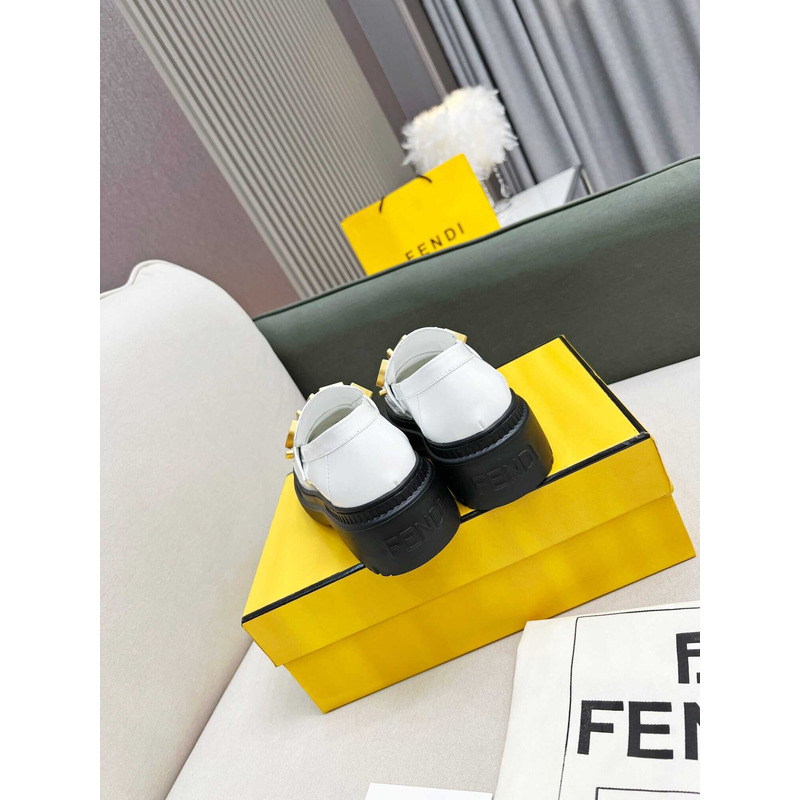 F**di leather logo loafer & moccasin shoes white