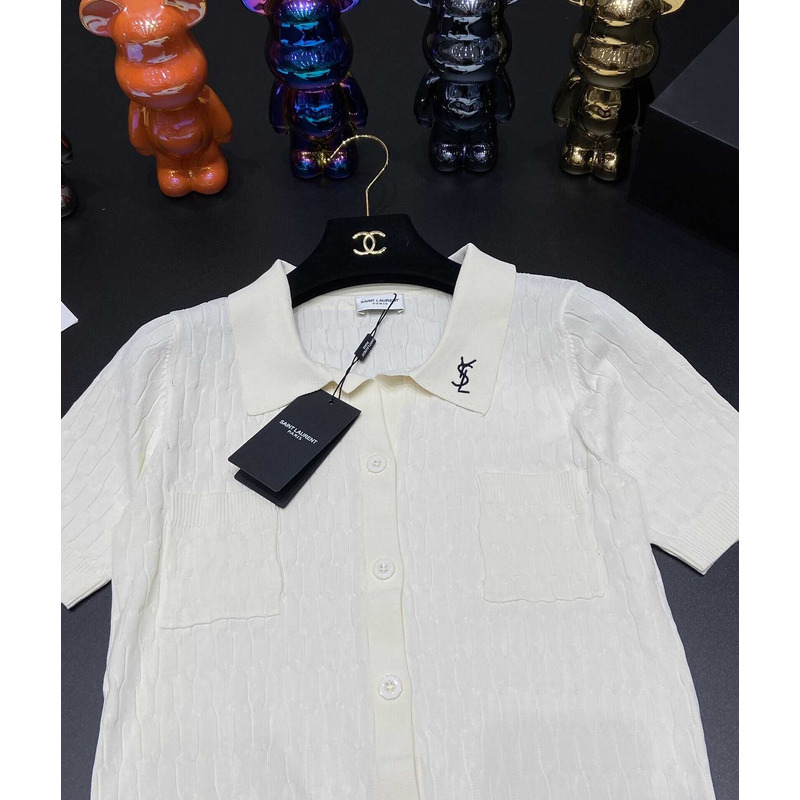 Saint Laurent White Wemen Crop Shirt