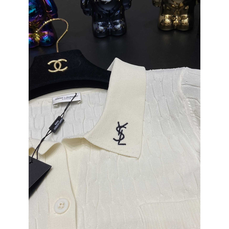 Saint Laurent White Wemen Crop Shirt