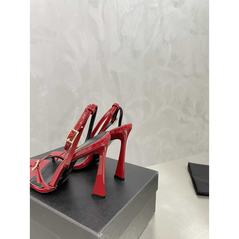 Saint Laurent Cassie Sandals In Crepe Satin Red