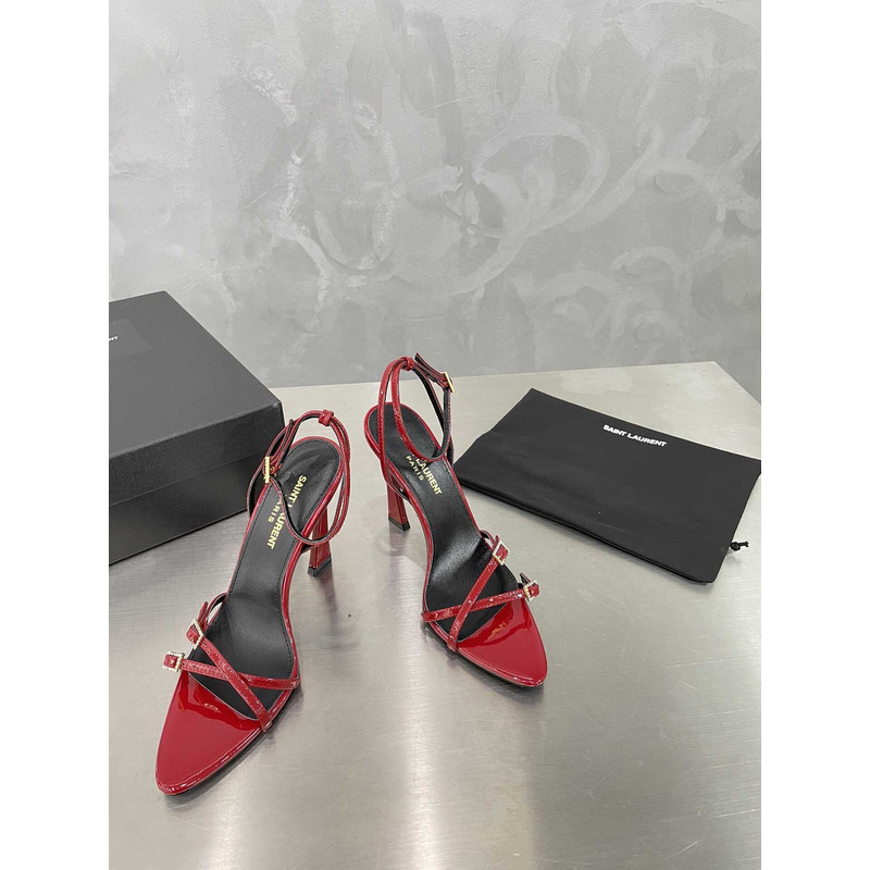 Saint Laurent Cassie Sandals In Crepe Satin Red