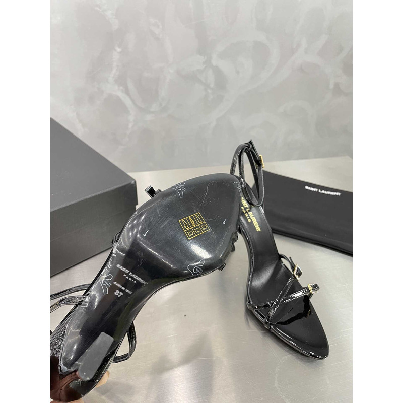 Saint Laurent Cassie Sandals In Crepe Satin Black