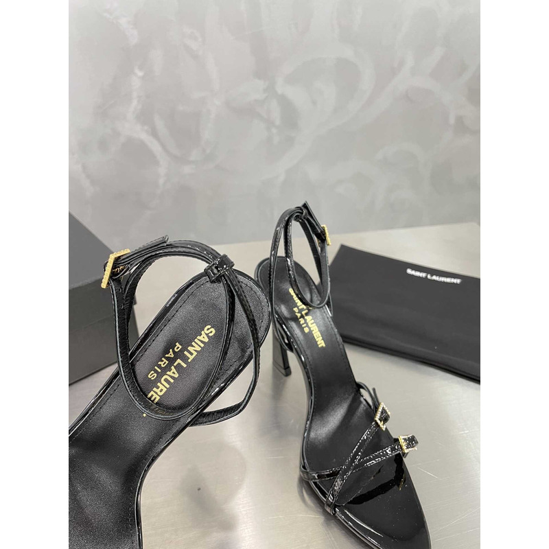 Saint Laurent Cassie Sandals In Crepe Satin Black