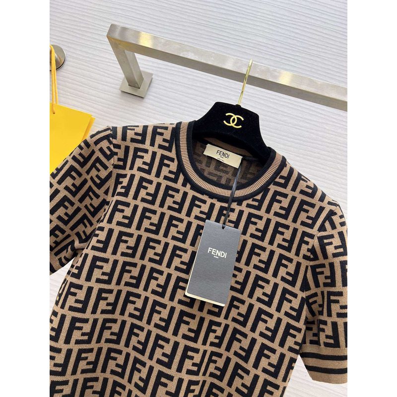 F**di ff print knitted top women shirt