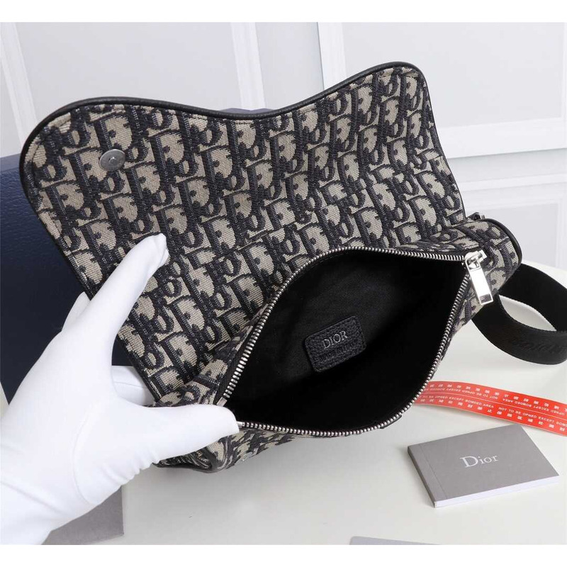 D*or saddle bag oblique print beige and black