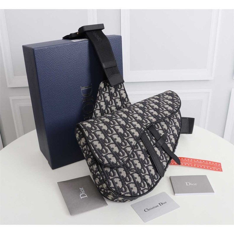 D*or saddle bag oblique print beige and black