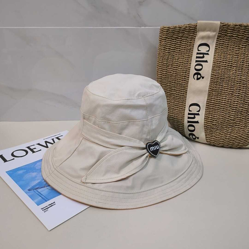 Miu Miu Bow Tie Hat White