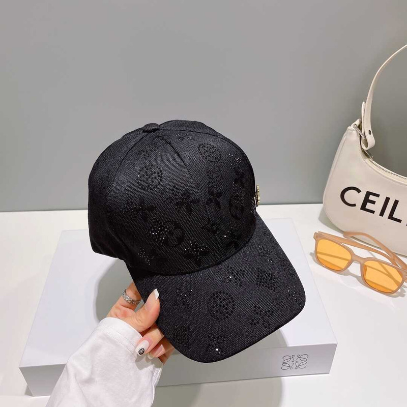 l**is V*t*n monogram jacquard denim baseball cap all black