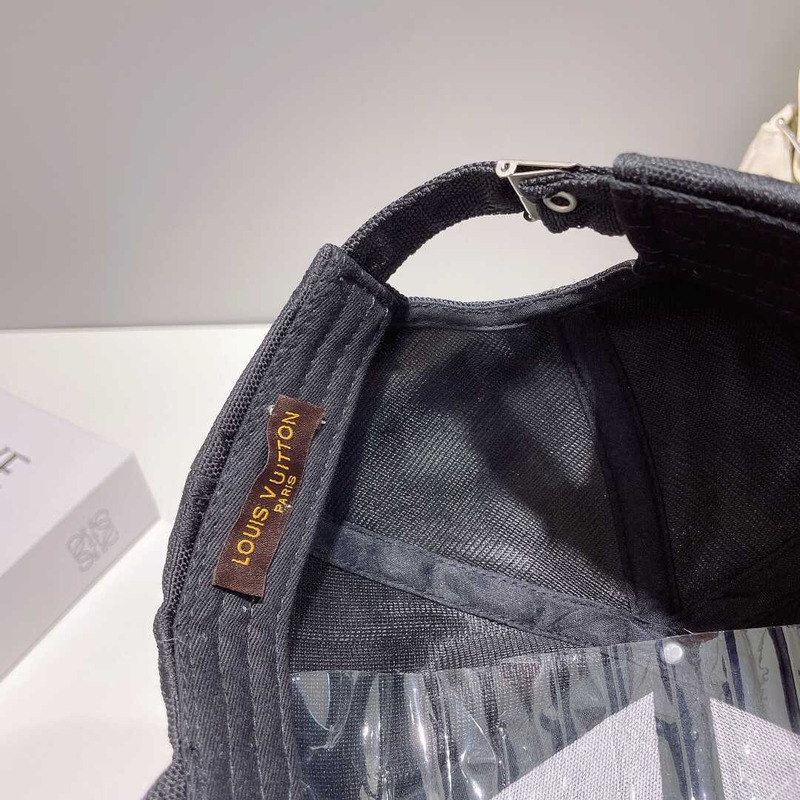 l**is V*t*n monogram jacquard denim baseball cap all black