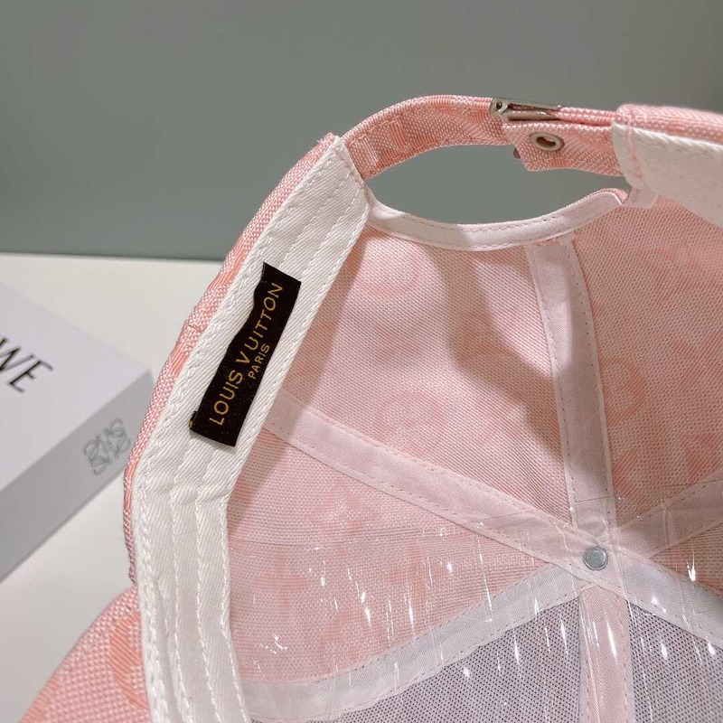 l**is V*t*n monogram jacquard denim baseball cap pink