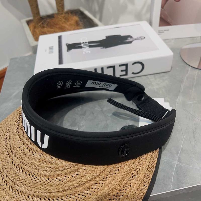 Miu Miu Straw Duck Tongue Empty Top Hat Brown