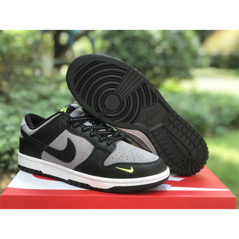 Nike Dunk Low Neon Swoosh Logo Black