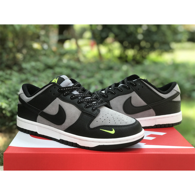 Nike Dunk Low Neon Swoosh Logo Black