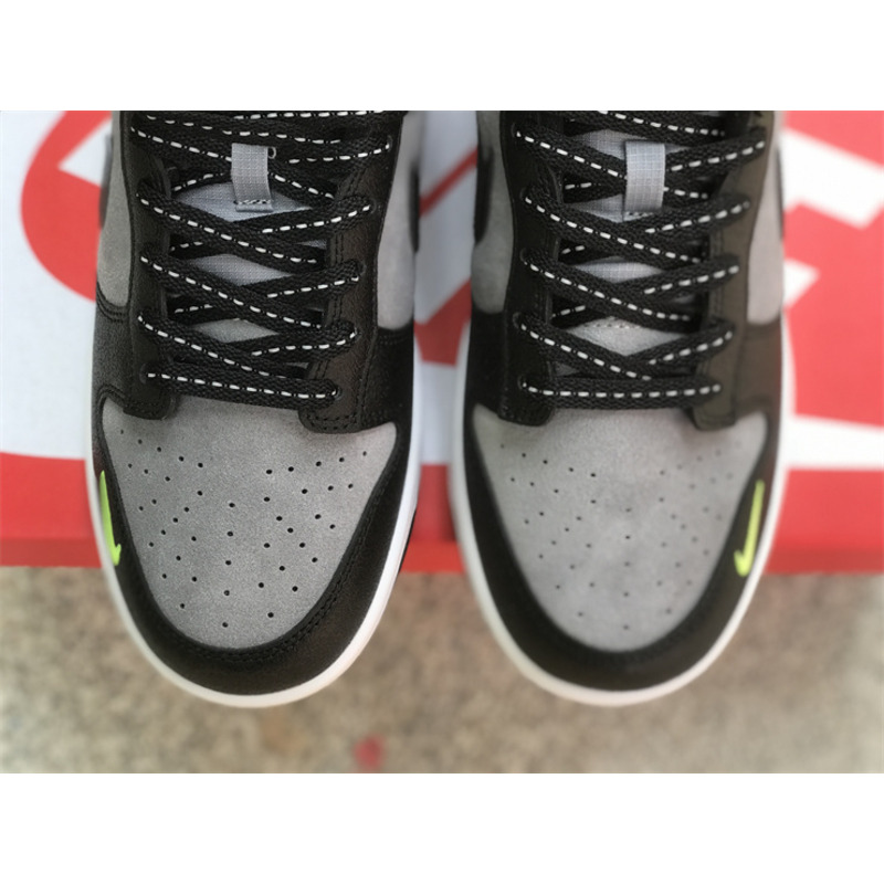 Nike Dunk Low Neon Swoosh Logo Black