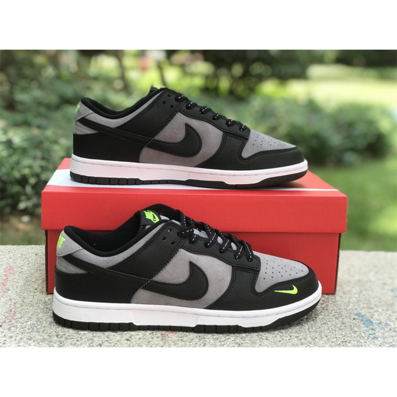 Nike Dunk Low Neon Swoosh Logo Black