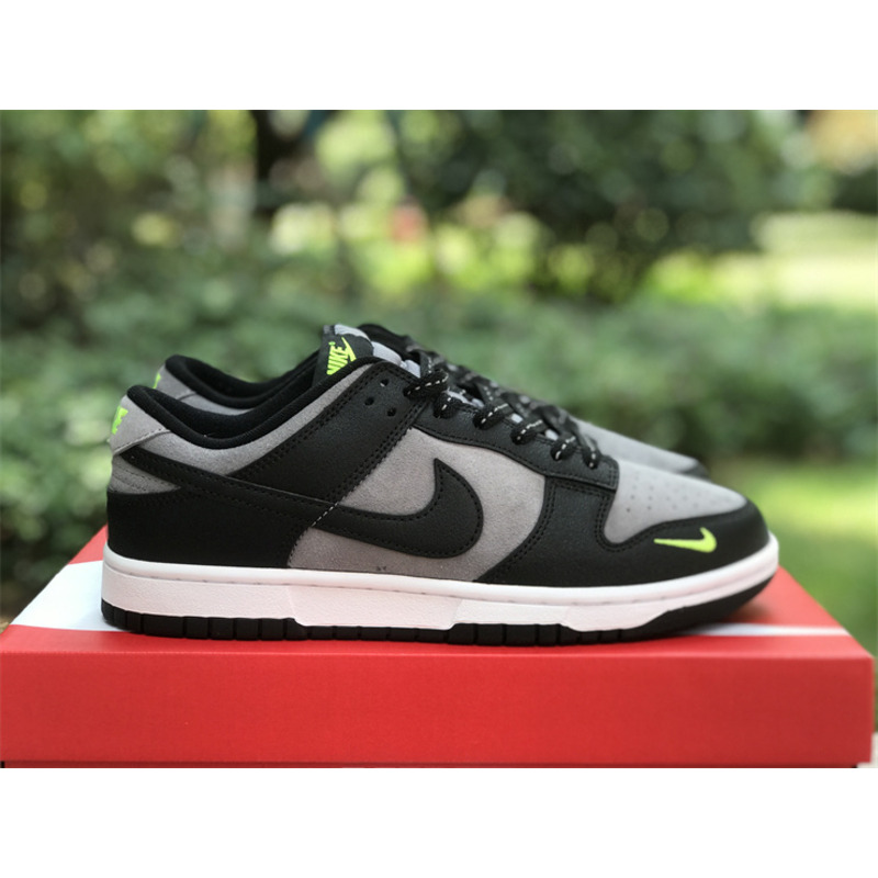 Nike Dunk Low Neon Swoosh Logo Black