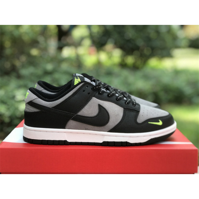Nike Dunk Low Neon Swoosh Logo Black