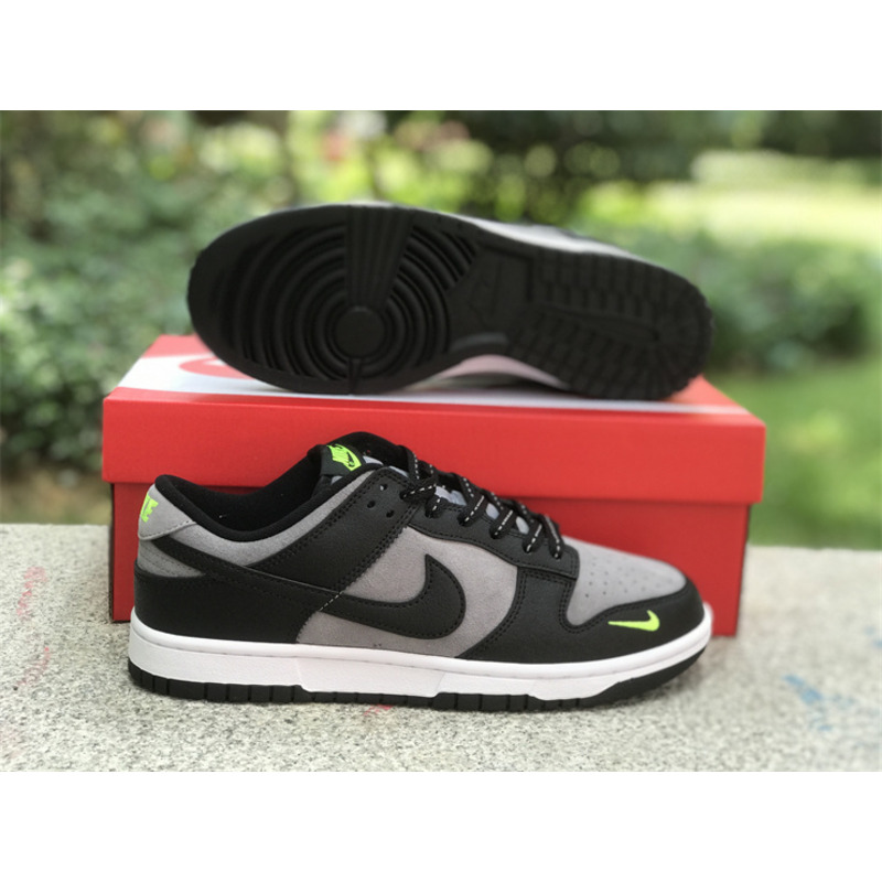 Nike Dunk Low Neon Swoosh Logo Black