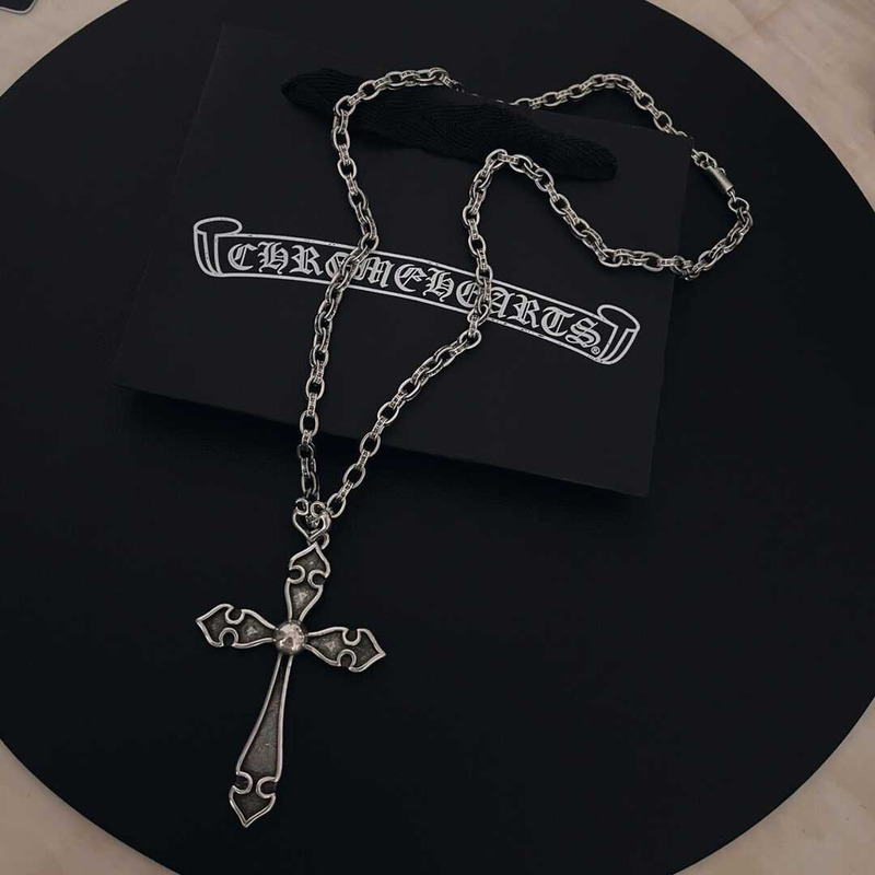 Chrome Heart Crucifix Pendant Necklace