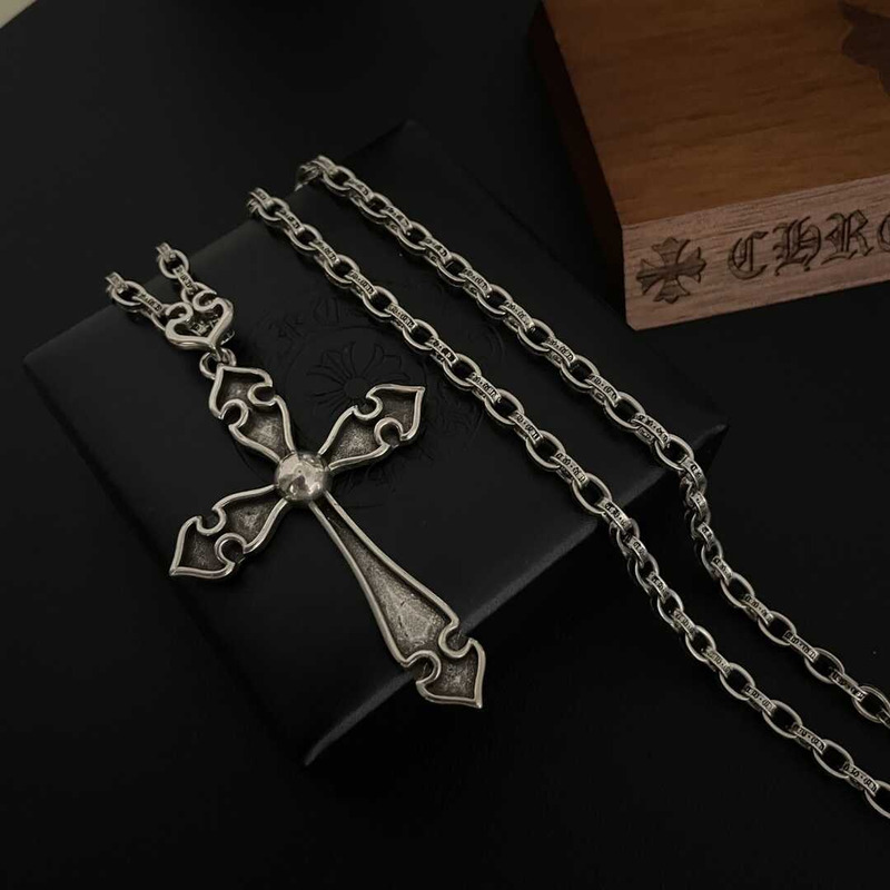 Chrome Heart Crucifix Pendant Necklace