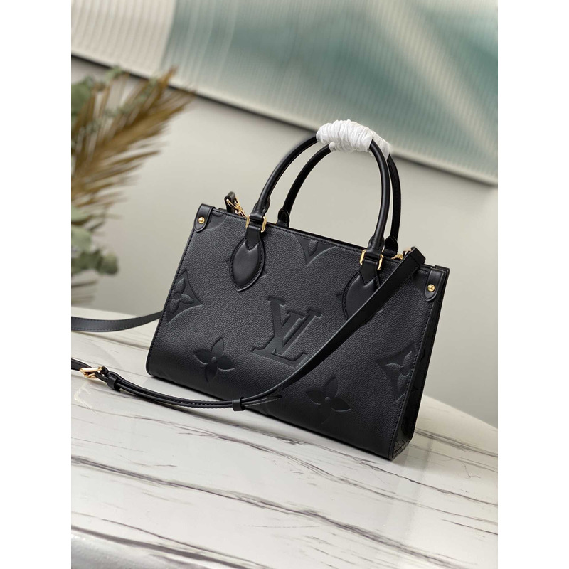 l**is V*t*n onthego pm embossed grain leather handbag black
