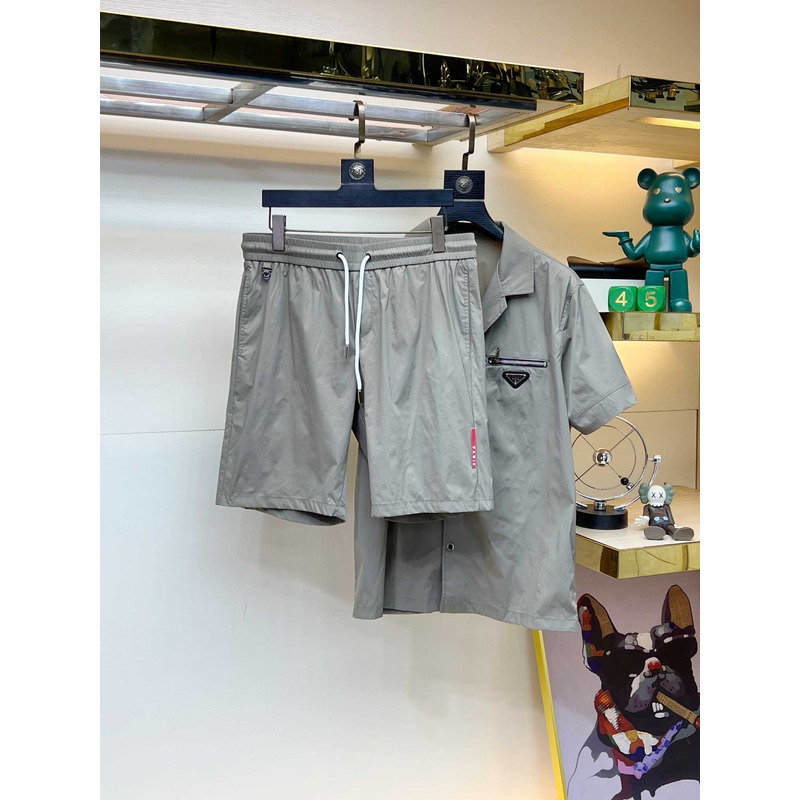 Pra*a re-nylon shirt and shorts grey
