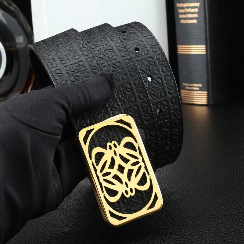 Loewe Logo Leather Belt Gold