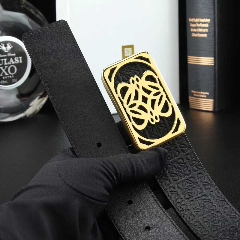 Loewe Logo Leather Belt Gold