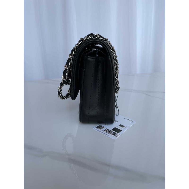 Ch*el 18 classic calfskin bag black