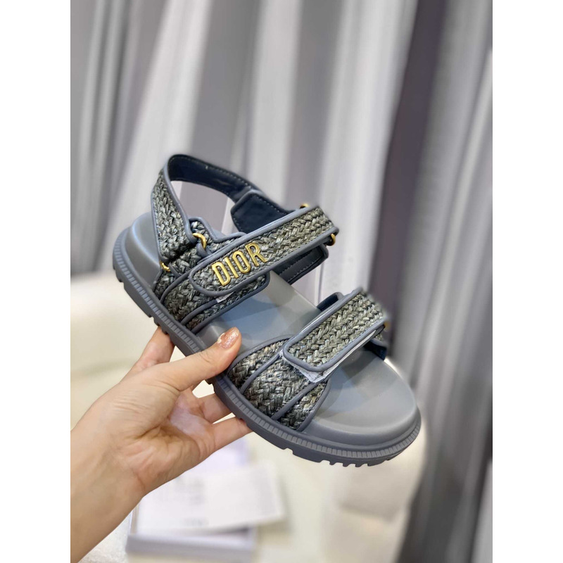 D*or straw sandals gray
