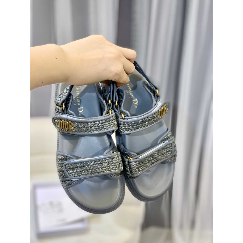 D*or straw sandals gray