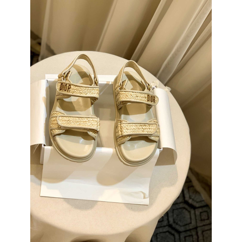 D*or straw sandals beige