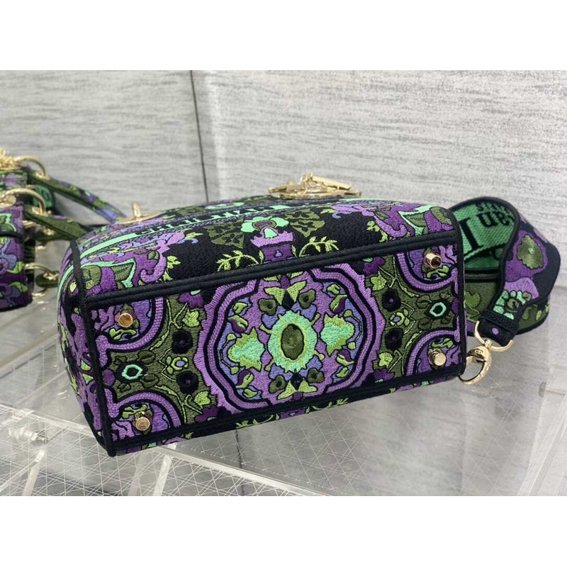 D*or medium lady d-lite bag multicolor D*or indian purple embroidery