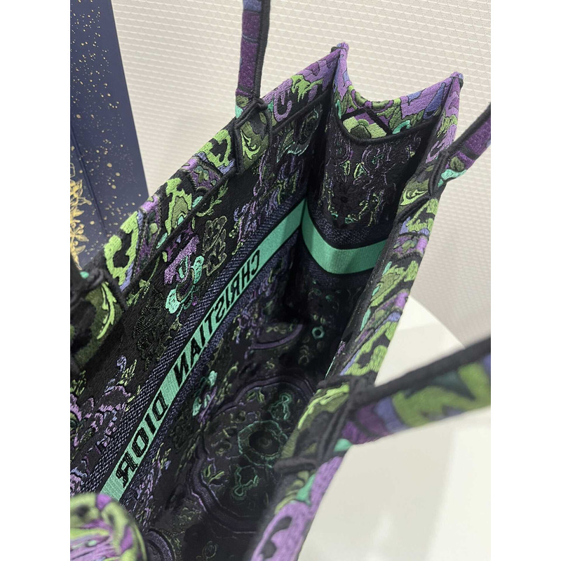 D*or large D*or book tote multicolor D*or indian purple embroidery