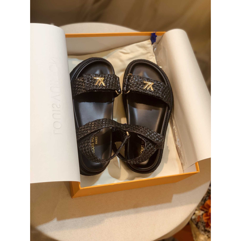 l**is V*t*n cordoba flat comfort sandal raffia black