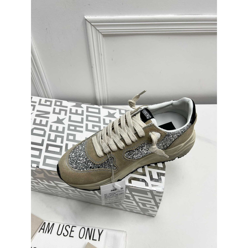 GGDB Running Sole Glitter Suede And Leather Trainers Green