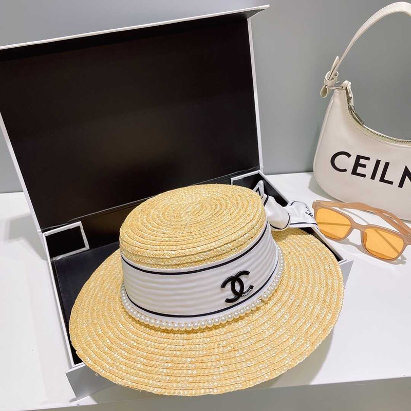 Ch*el summer straw buckle hat