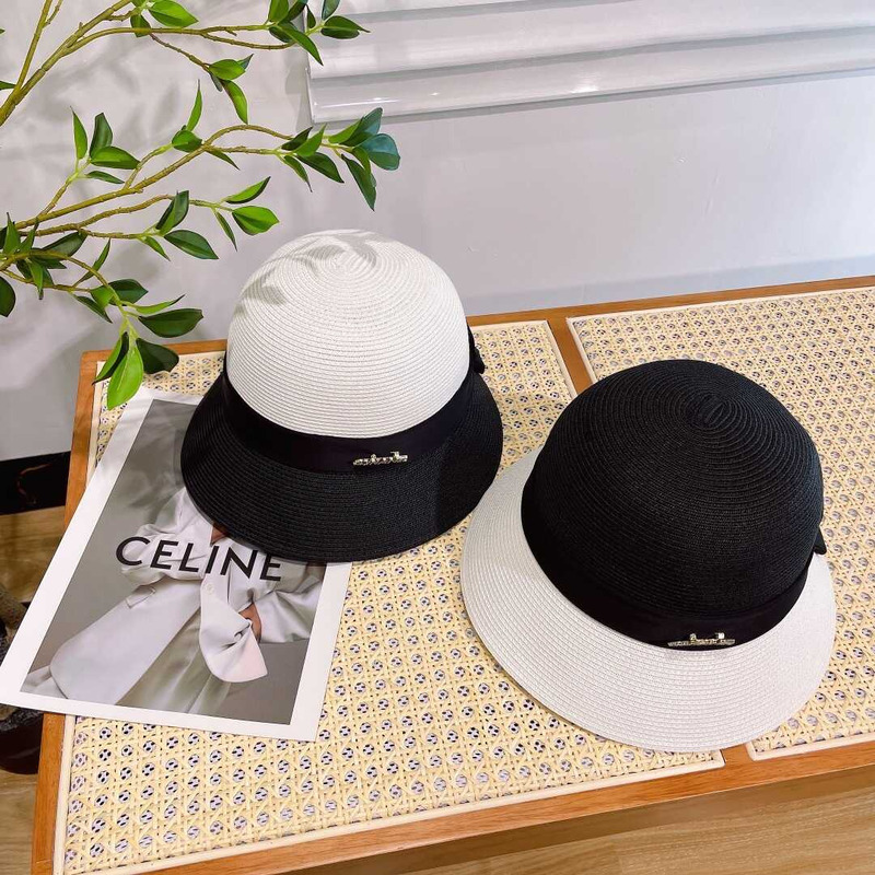 Ch*el summer straw hat white black