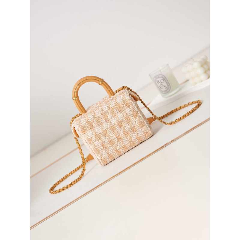 Ch*el cosmetic bag yellow oblique