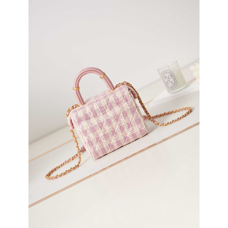 Ch*el cosmetic bag pink oblique