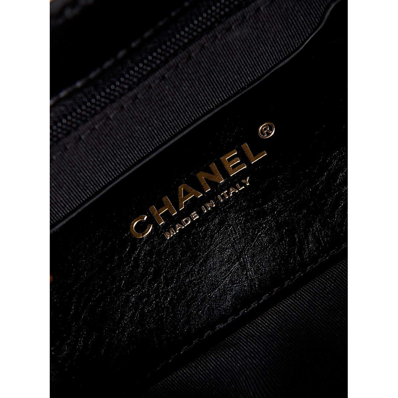 Ch*el mini flap bag with handle calfskin & black-tone metal black