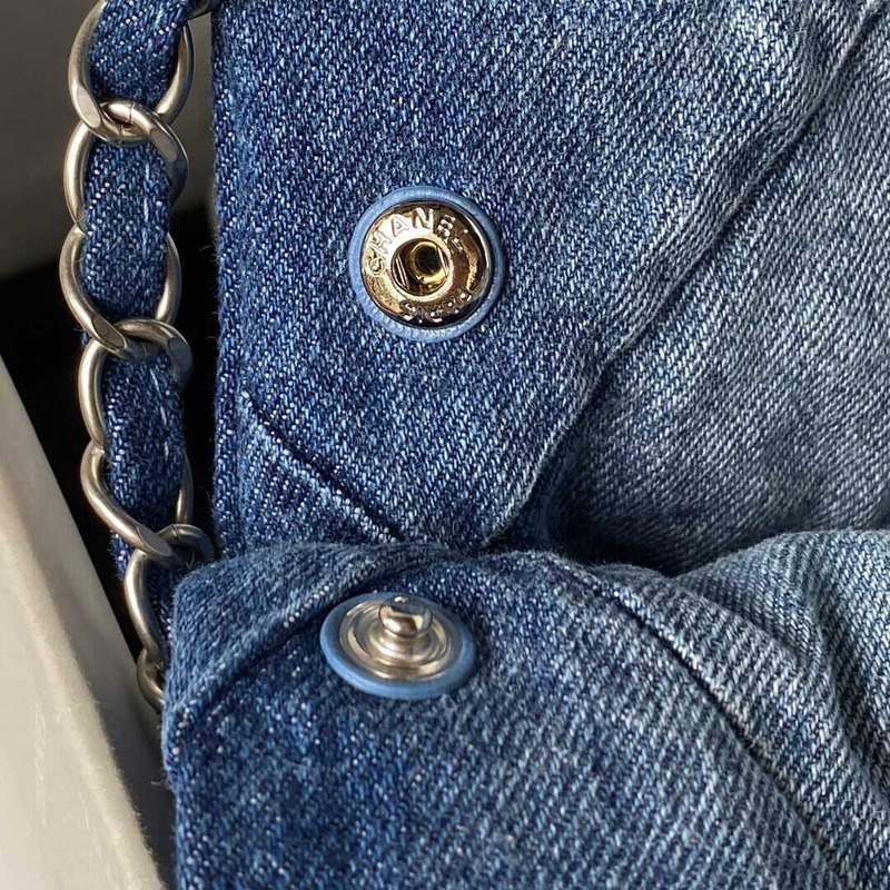 Ch*el 22bag denim garbage bag blue