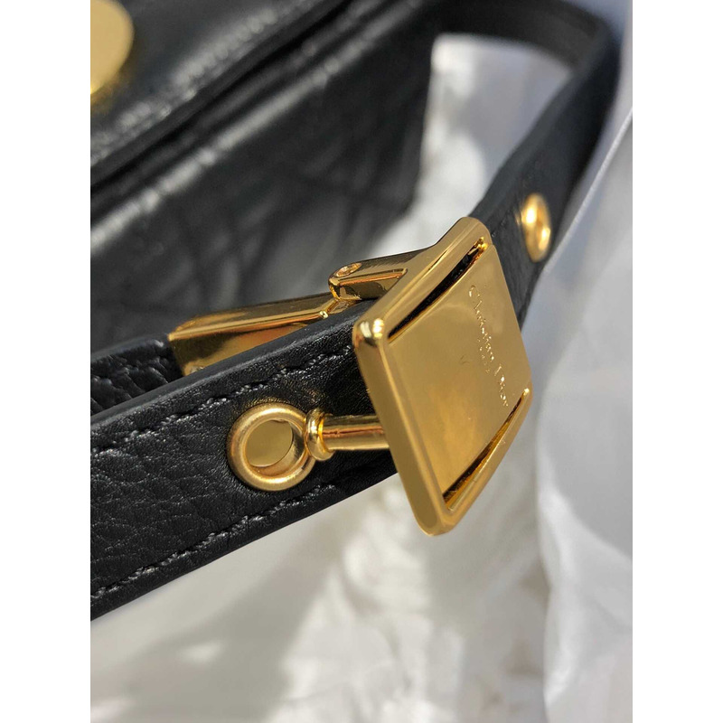 d*or small d*or caro bag black S*pple cannage calfskin bag