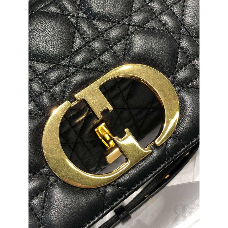 d*or small d*or caro bag black S*pple cannage calfskin bag