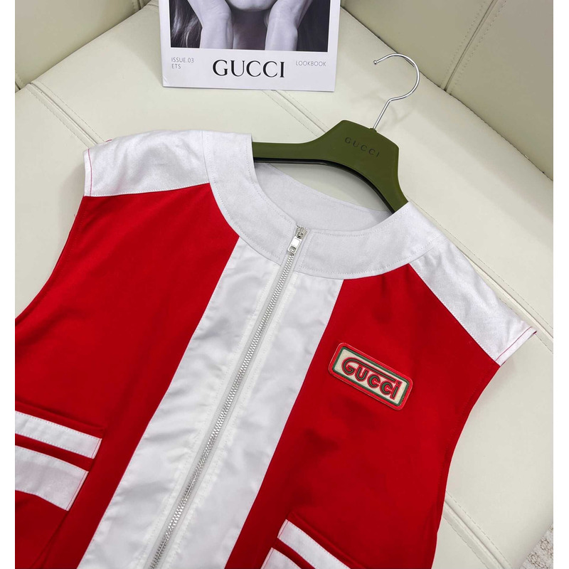 G*u*i cotton vest jacket with G*u*i patch