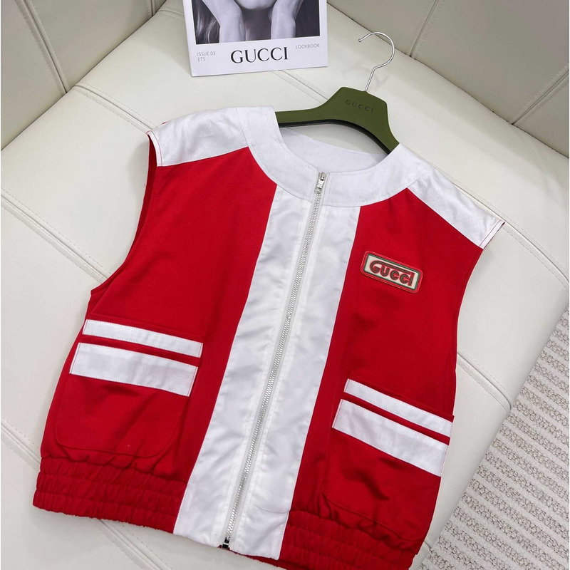 G*u*i cotton vest jacket with G*u*i patch