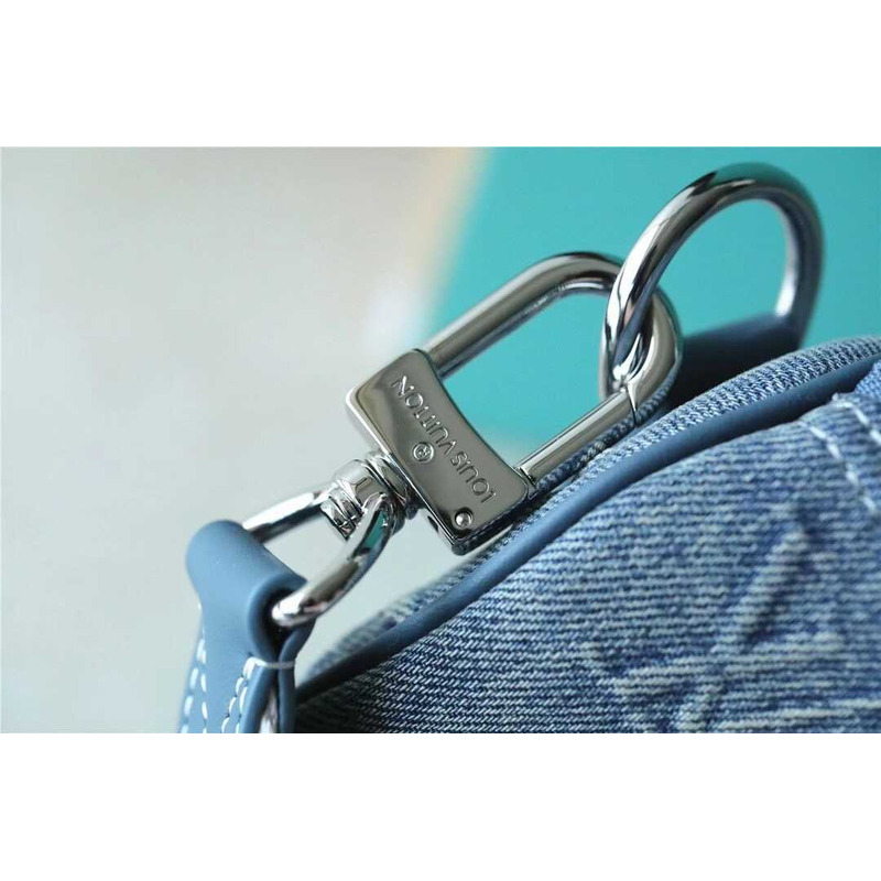 l**is V*t*n keepall bandouliere 25 monogram washed denim canvas