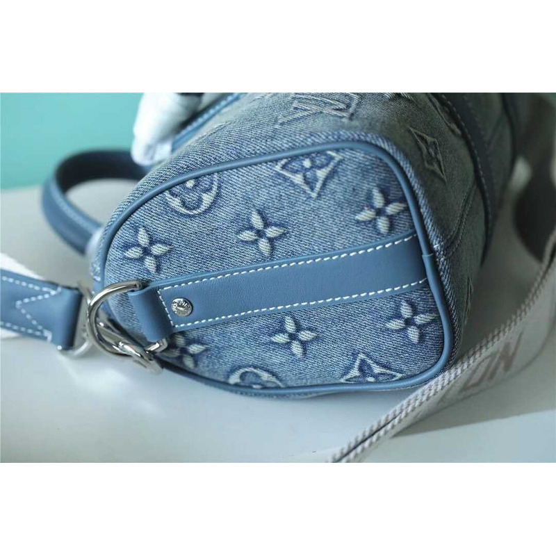 l**is V*t*n keepall bandouliere 25 monogram washed denim canvas